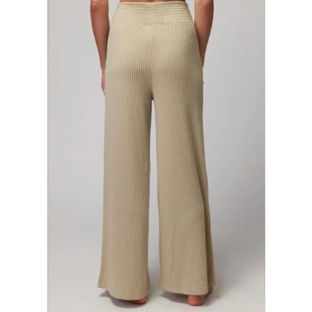 Spiritual Gangster Harmony Ballet Rib Wide Leg Pants in Sandstone Tan, Size S - Picture 2 of 7